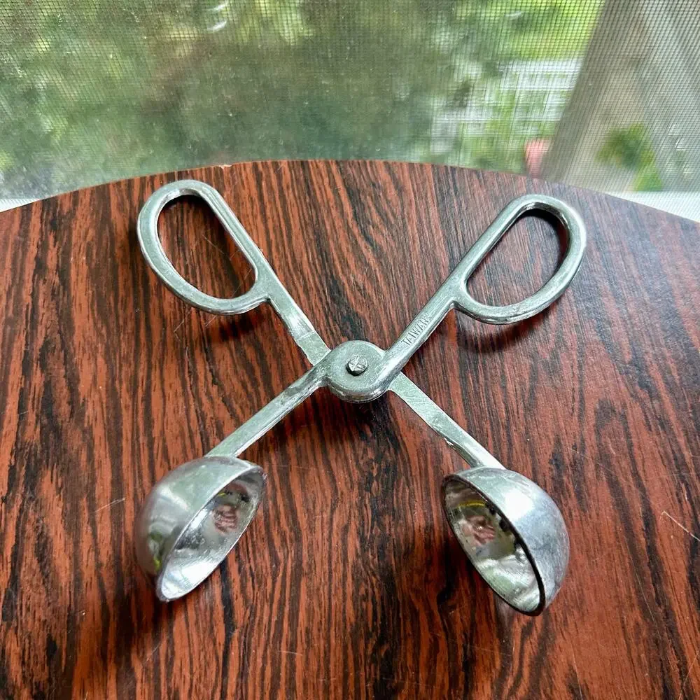 Vintage Metal Meatball Tongs – Mid Century Food Scoop Tool Taiwan Kitchen Gadget